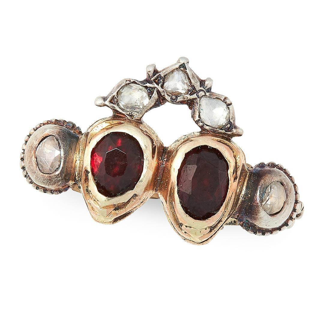 AN ANTIQUE GARNET AND DIAMOND SWEETHEART DRESS RING in (1 of 1)