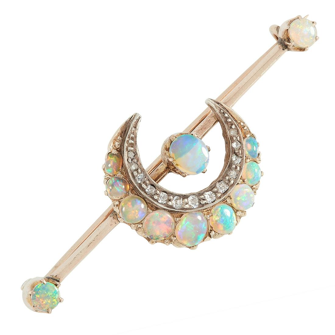 AN ANTIQUE OPAL AND DIAMOND BROOCH, 19TH CENTURY in (1 of 1)