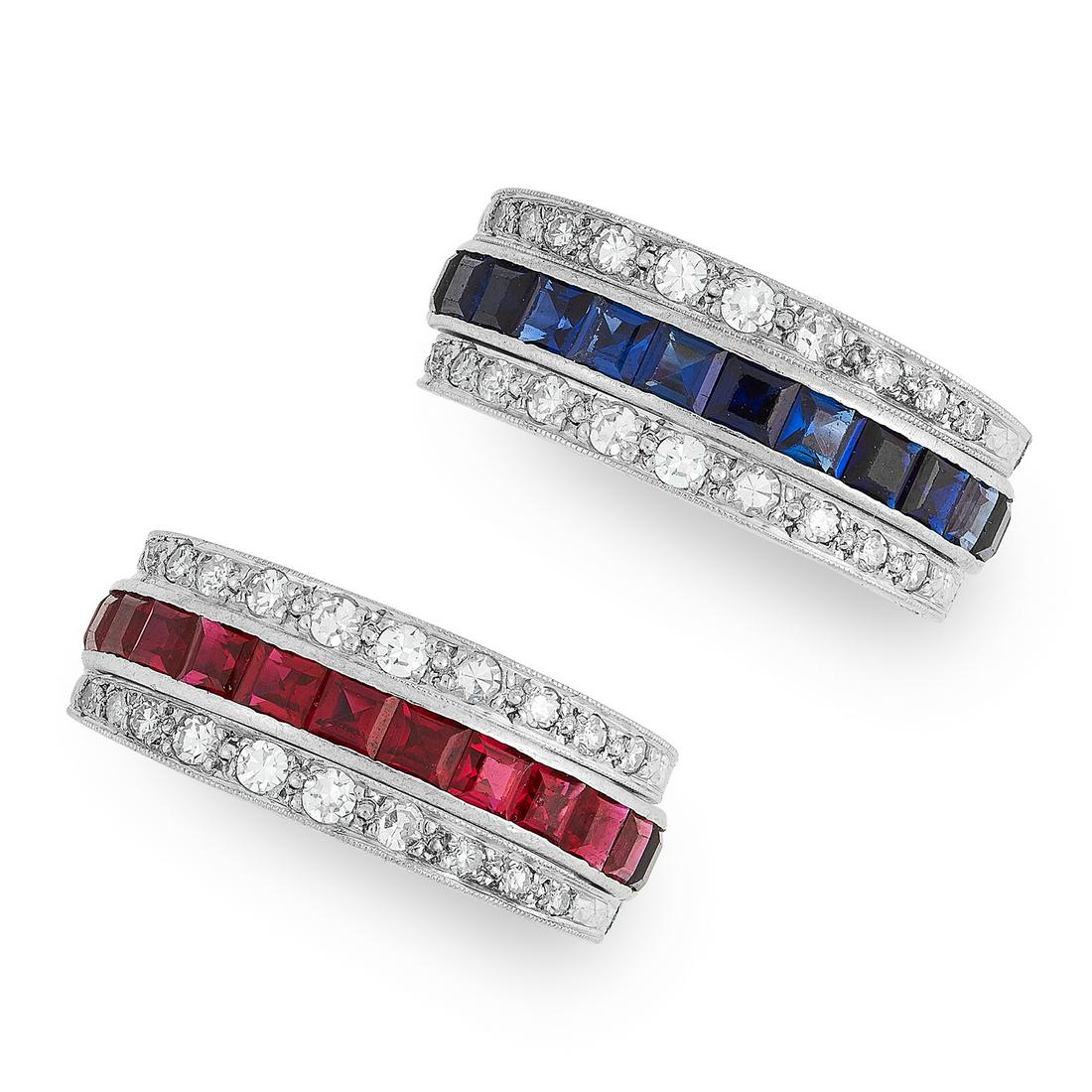 A RUBY, SAPPHIRE AND DIAMOND REVERSIBLE RING designed (1 of 1)