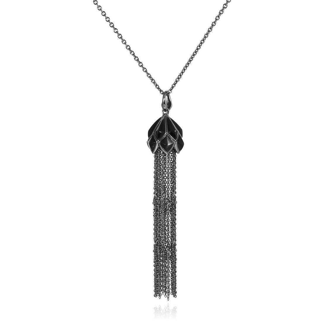 A SILVER TASSEL PENDANT AND CHAIN, STEPHEN WEBSTER in: A SILVER TASSEL PENDANT AND CHAIN, STEPHEN WEBSTER in silver, comprising of a jewelled pendant suspending silver chain tassels, signed SW, stamped 925, 10cm, 35.2g.