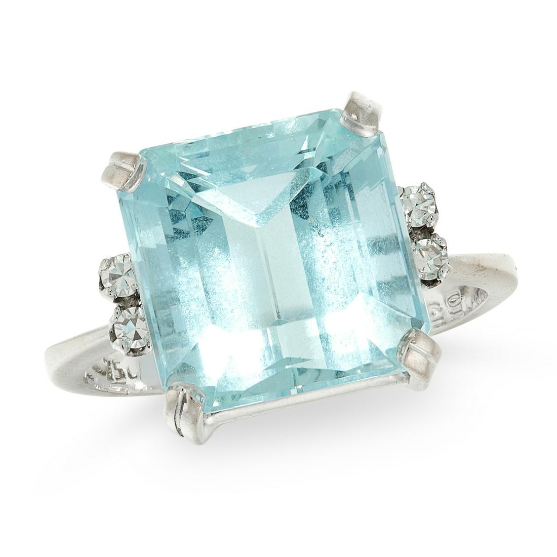 A VINTAGE AQUAMARINE AND DIAMOND RING, H STERN in 18ct (1 of 1)