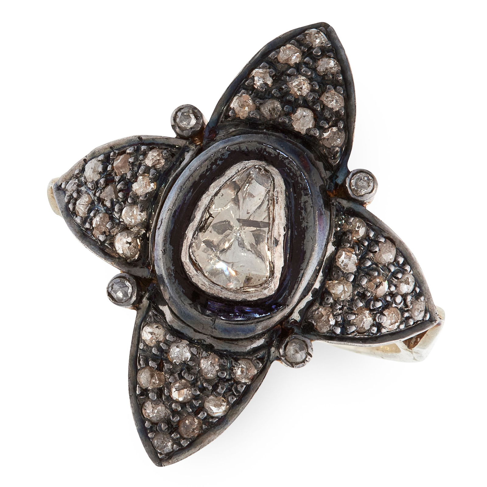 A DIAMOND DRESS RING the face designed as a star, set (1 of 1)