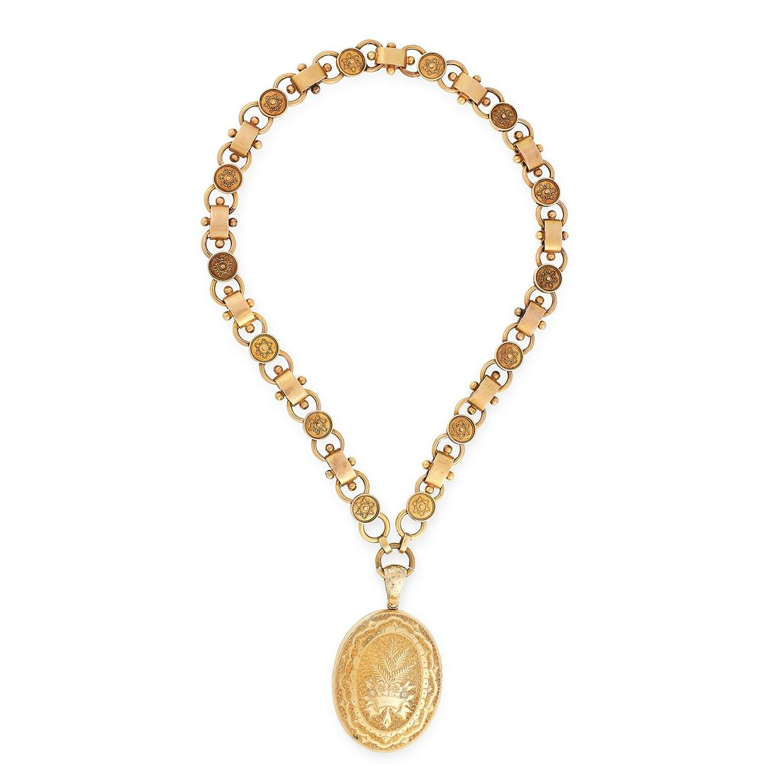 AN ANTIQUE MOURNING LOCKET PENDANT AND COLLAR NECKLACE (1 of 1)