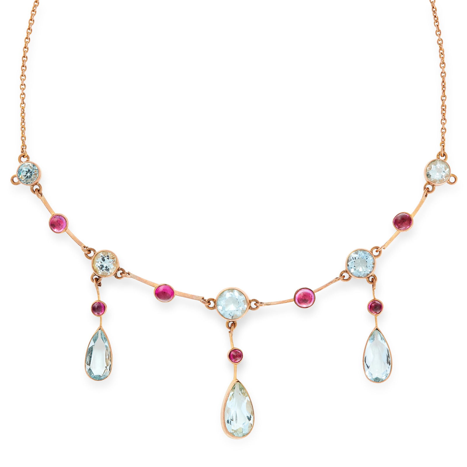 AN ANTIQUE AQUAMARINE AND RUBY NECKLACE, CIRCA 1900 in (1 of 1)