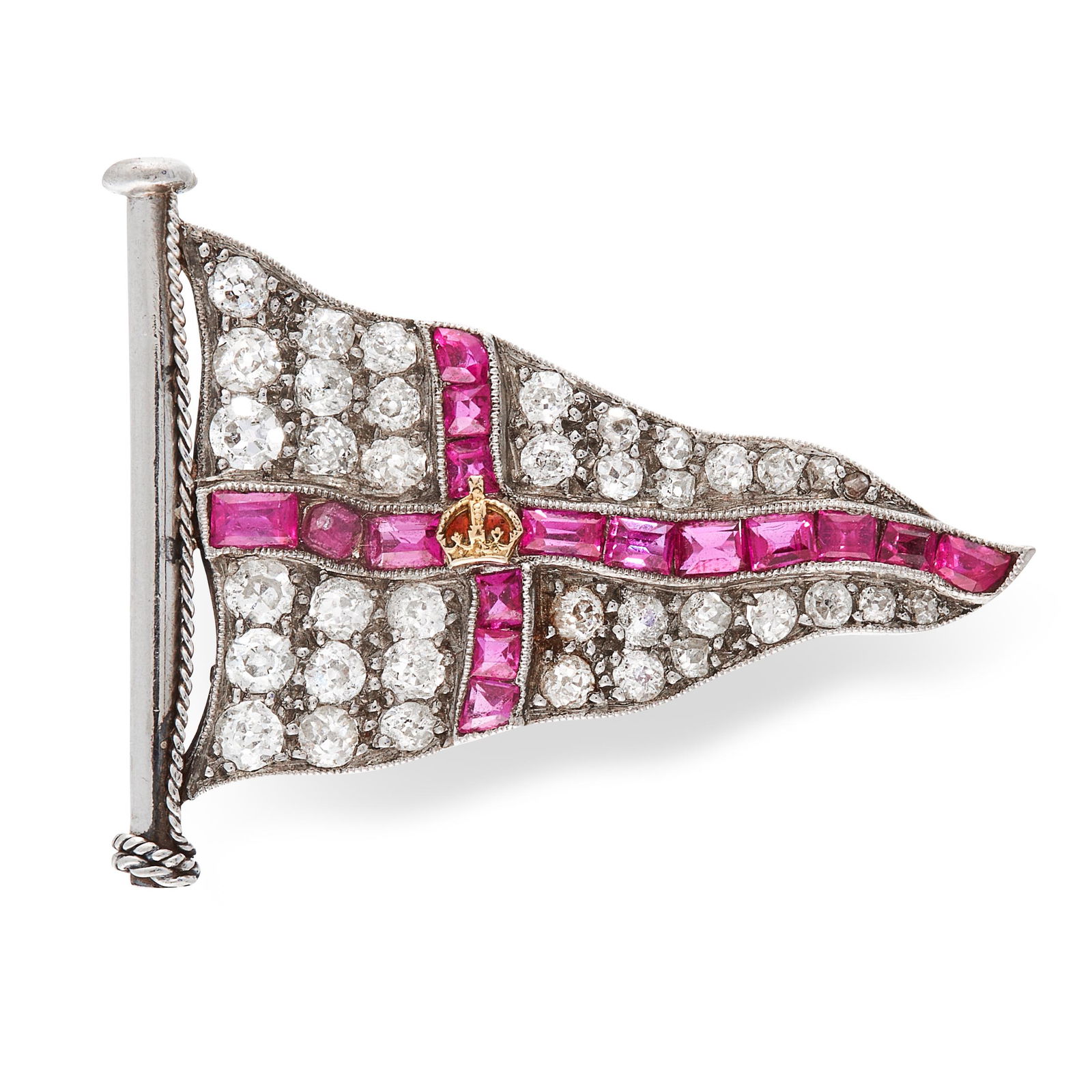 A RUBY AND DIAMOND ST GEORGE'S FLAG BROOCH in (1 of 1)