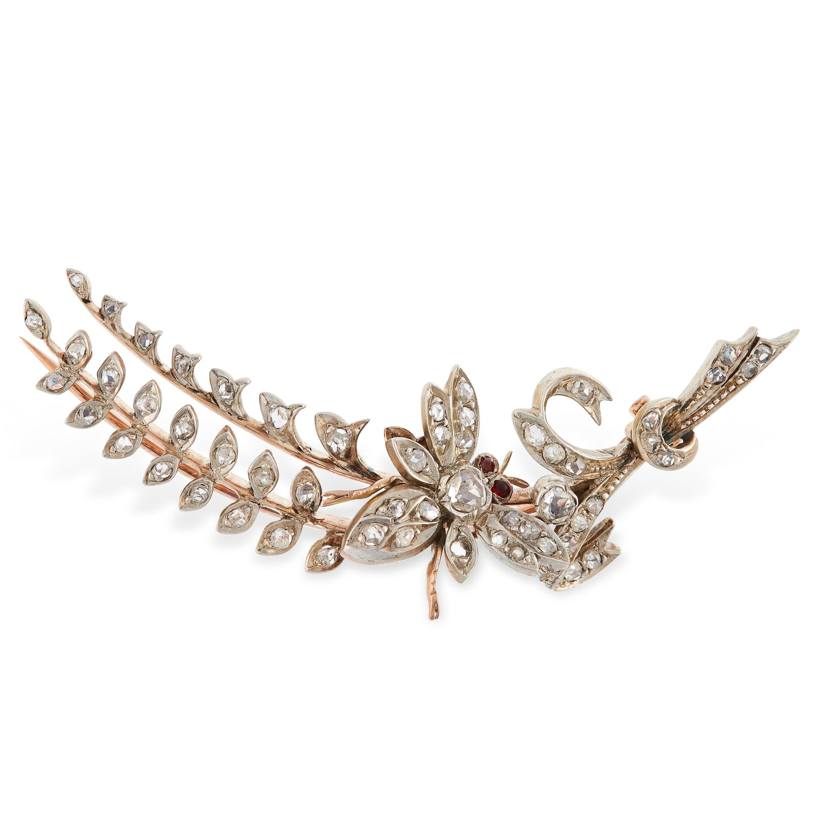 AN ANTIQUE DIAMOND AND GARNET BROOCH, 19TH CENTURY in (1 of 1)