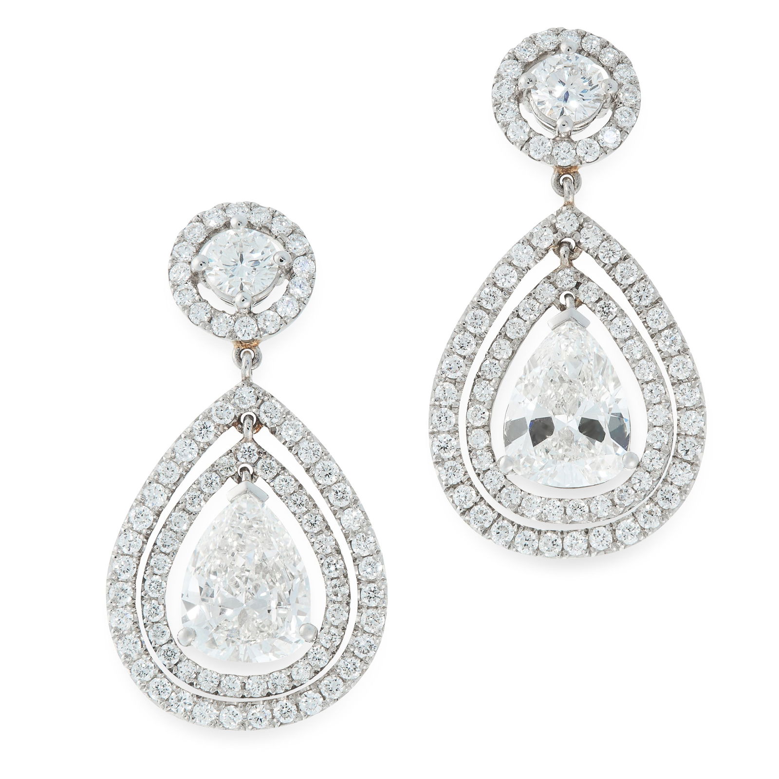 A PAIR OF DIAMOND EARRINGS in platinum, each set with a (1 of 1)