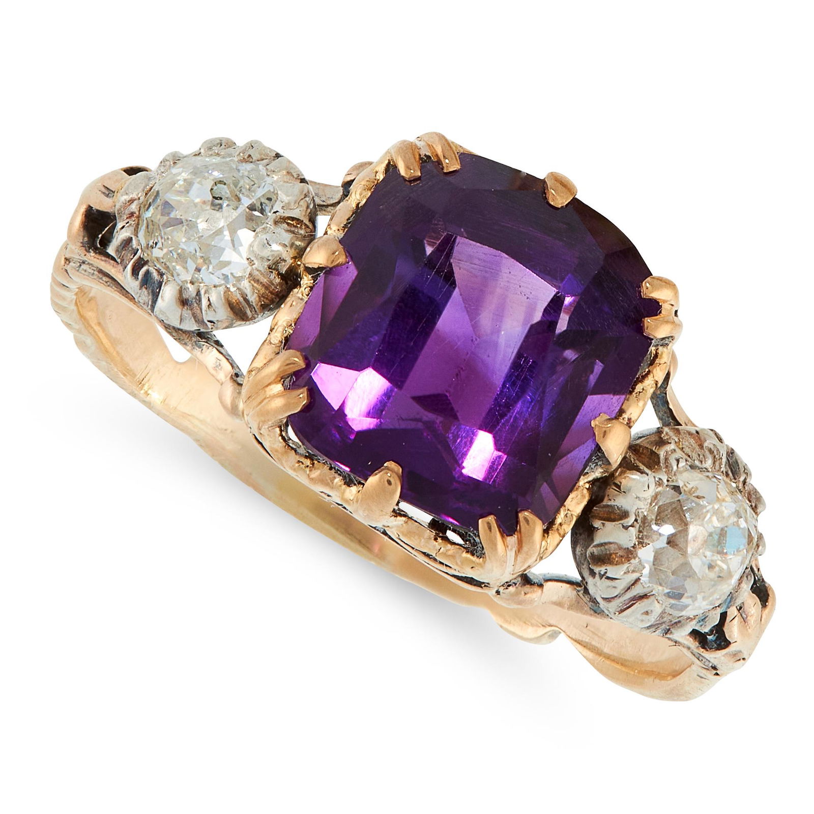 AN ANTIQUE AMETHYST AND DIAMOND RING, 19TH CENTURY in (1 of 1)