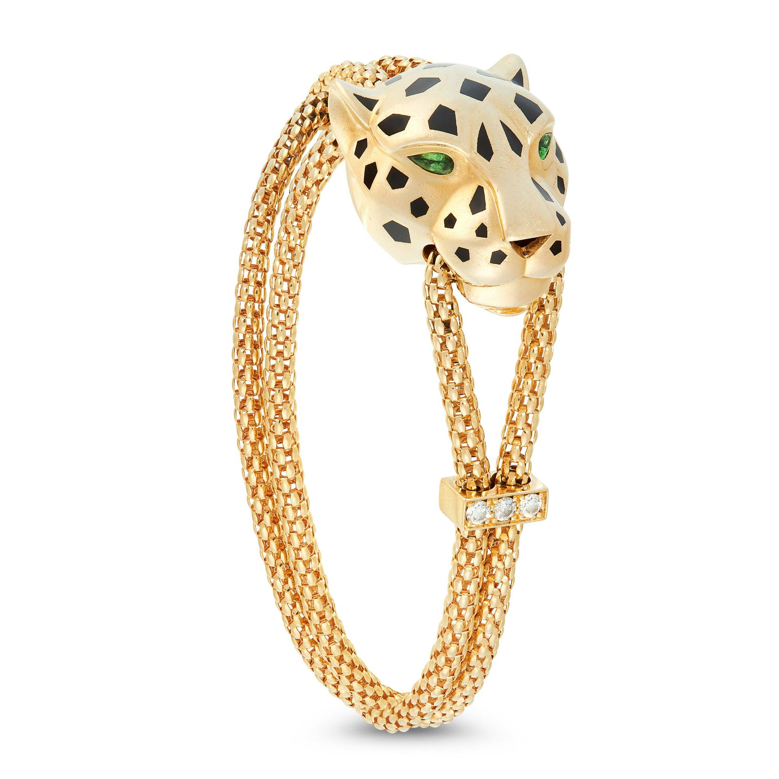 A GARNET, DIAMOND AND ENAMEL PANTHERE DE CARTIER (1 of 3)