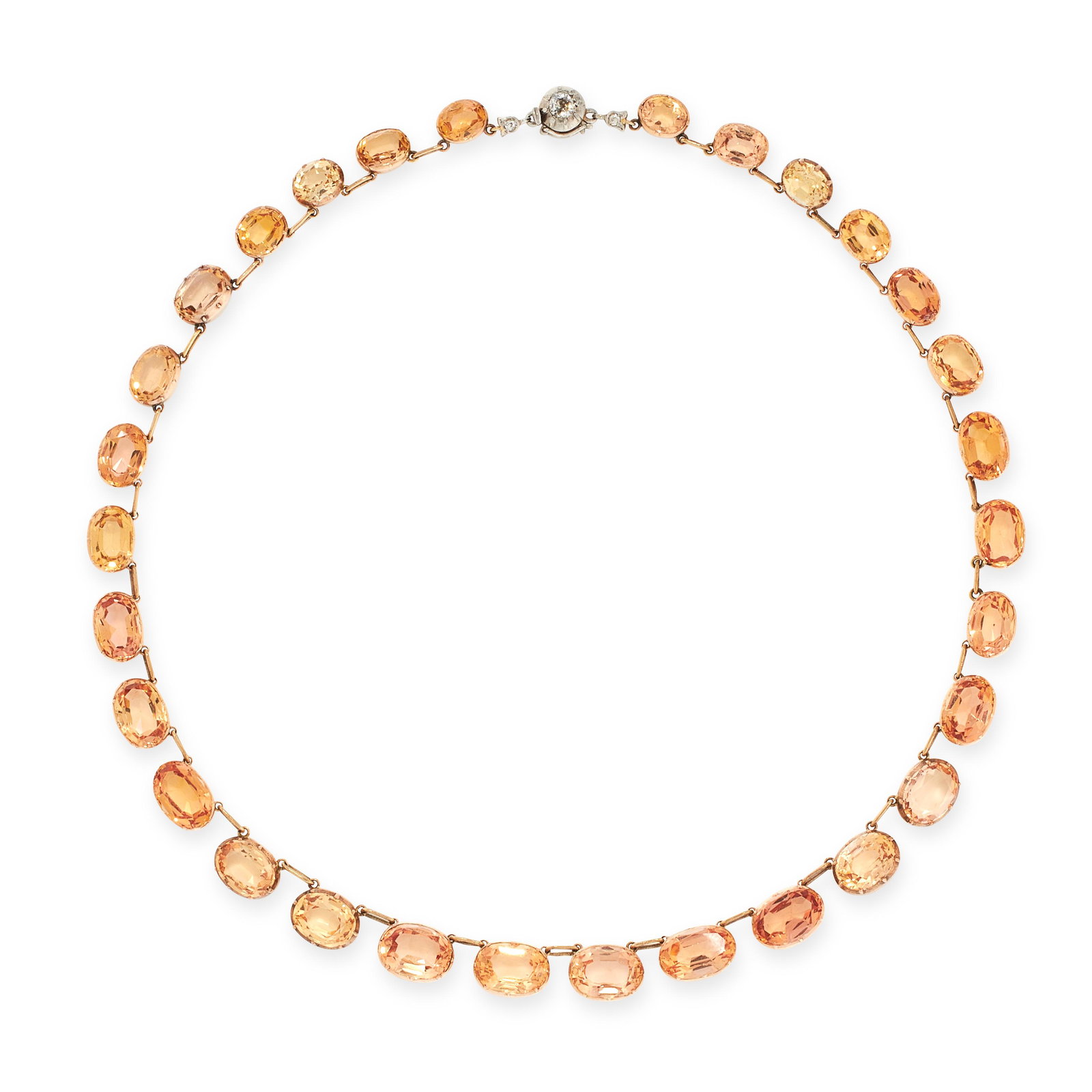AN ANTIQUE IMPERIAL TOPAZ AND DIAMOND RIVIERE NECKLACE, (1 of 1)