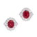 A PAIR OF RUBY AND DIAMOND EARRINGS in 18ct white gold,