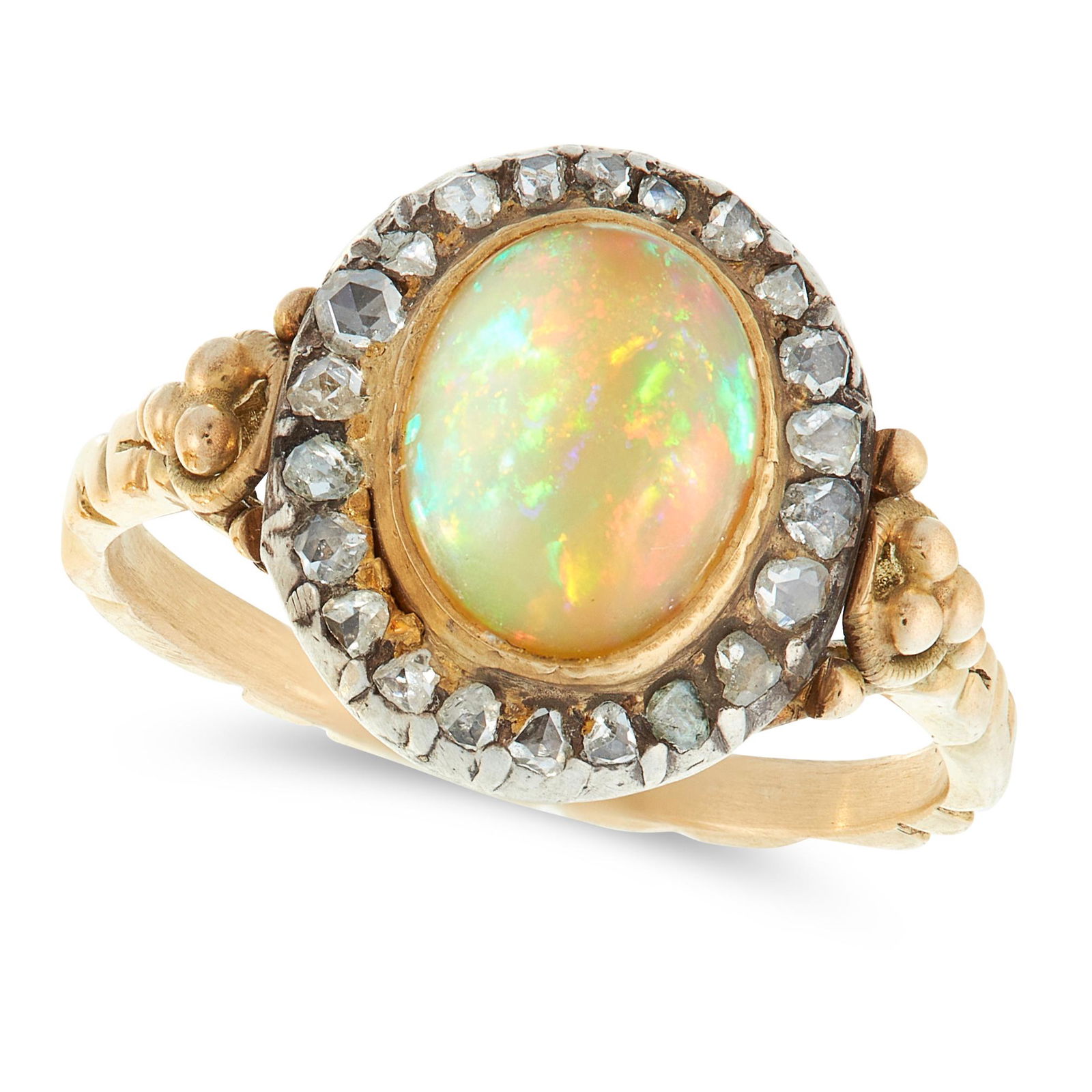 AN OPAL AND DIAMOND DRESS RING in high carat yellow (1 of 1)