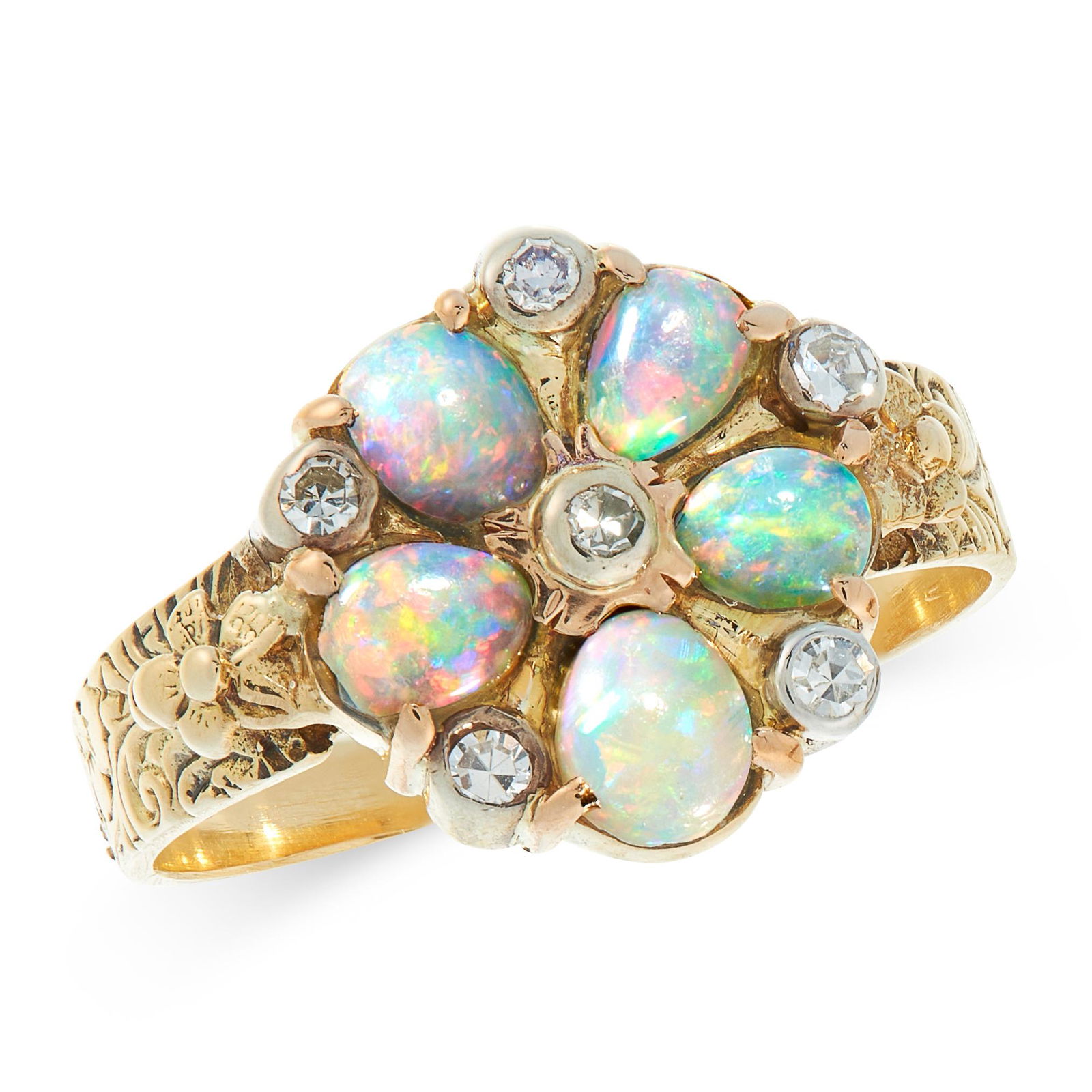 AN ANTIQUE OPAL AND DIAMOND DRESS RING in high carat (1 of 1)