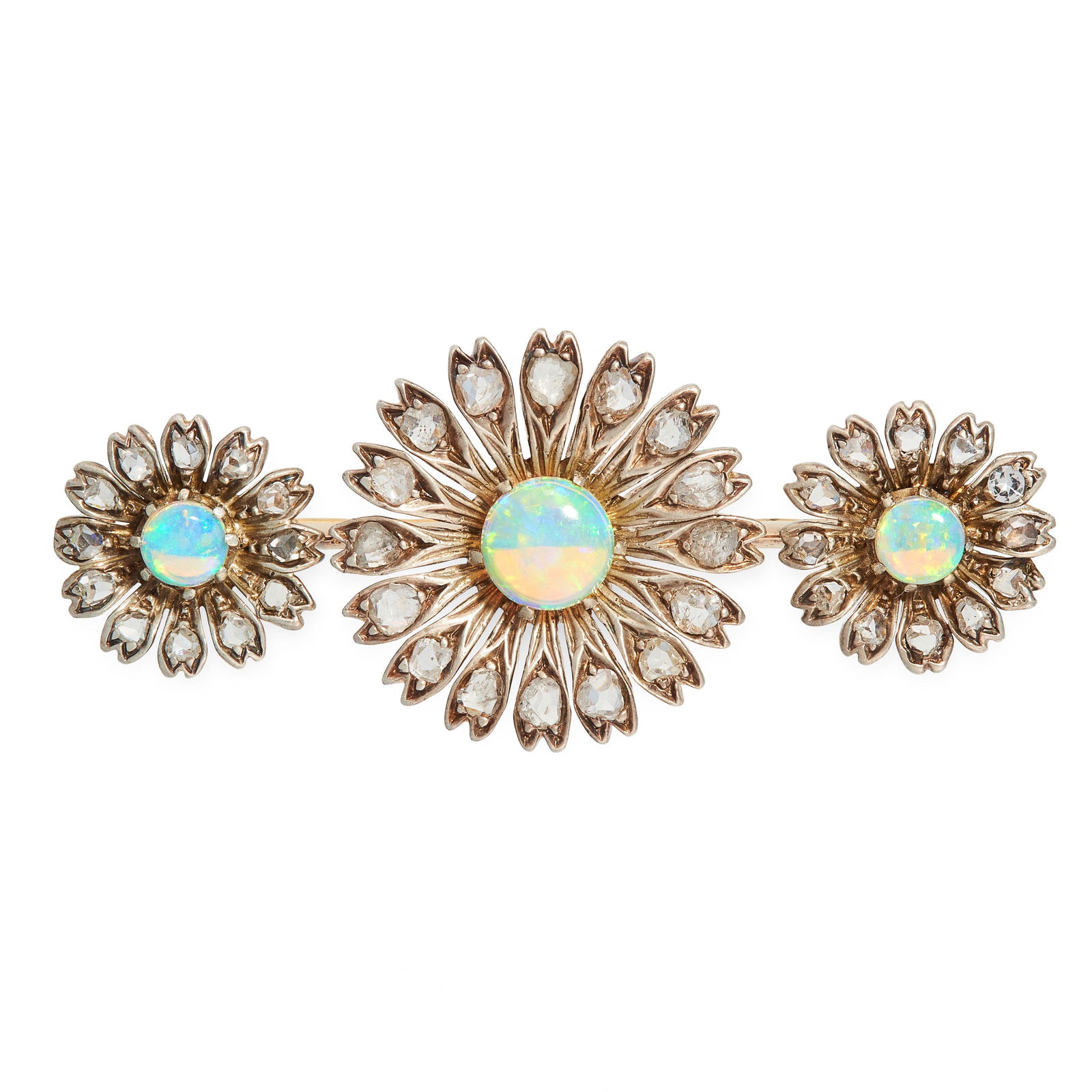 AN ANTIQUE OPAL AND DIAMOND BROOCH in yellow gold and (1 of 1)