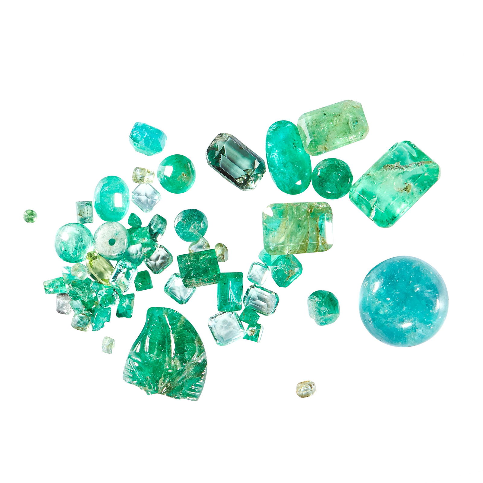 A MIXED LOT OF UNMOUNTED EMERALDS totalling 20.62 (1 of 1)