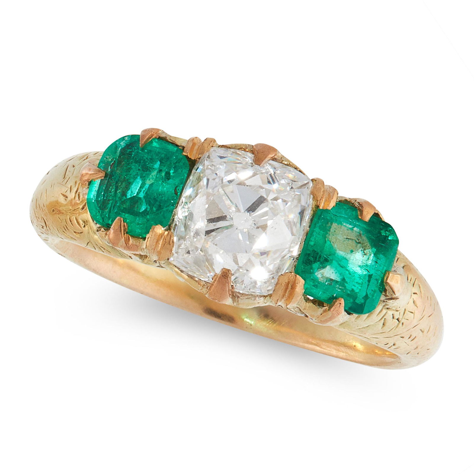 AN ANTIQUE DIAMOND AND EMERALD DRESS RING in high carat (1 of 1)