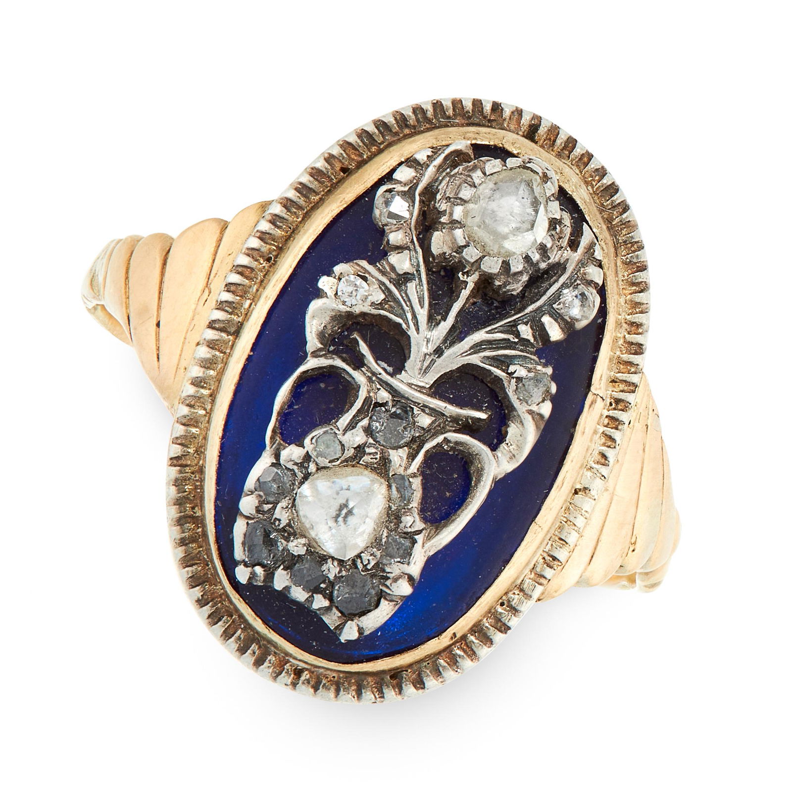 AN ANTIQUE DIAMOND AND BLUE GLASS DRESS RING, 19TH (1 of 1)