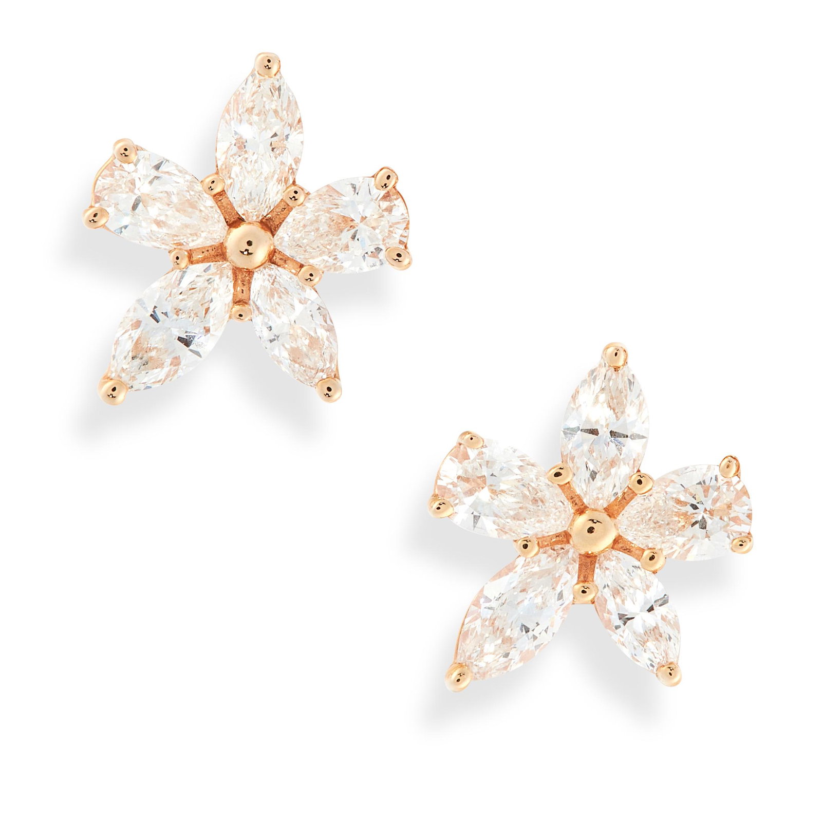 A PAIR OF VICTORIA DIAMOND MIXED CLUSTER EARRINGS, (1 of 1)