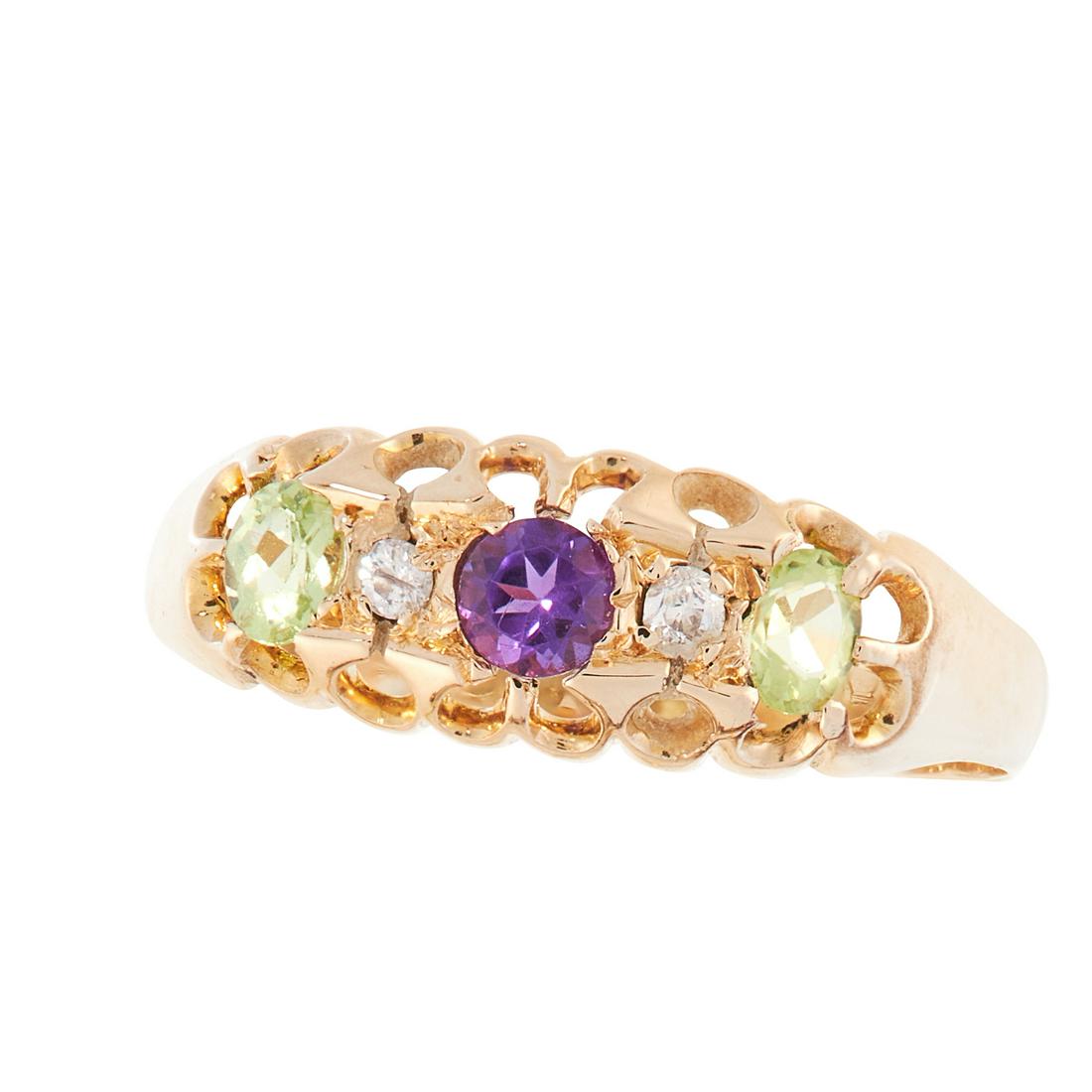 AN ANTIQUE PERIDOT, DIAMOND AND AMETHYST SUFFRAGETTE (1 of 1)