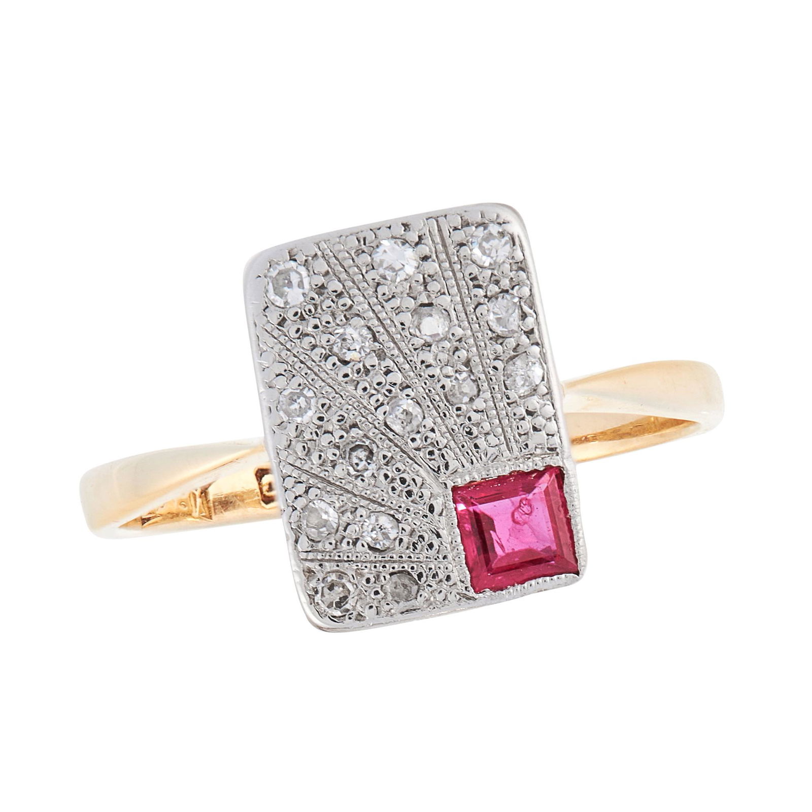 AN ART DECO RUBY AND DIAMOND DRESS RING, EARLY 20TH (1 of 1)