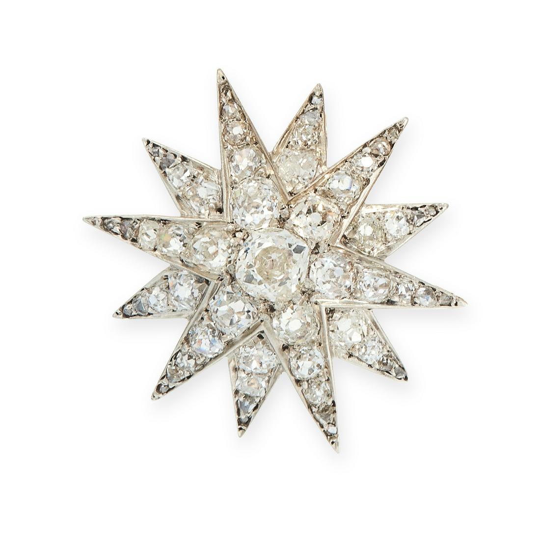 AN ANTIQUE DIAMOND STAR PENDANT / BROOCH, 19TH CENTURY (1 of 1)