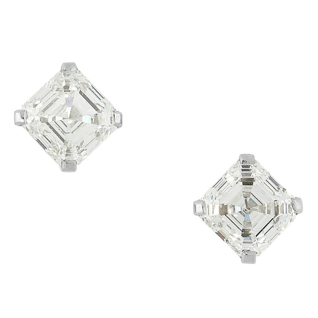 A PAIR OF 4.03 CARAT DIAMOND STUD EARRINGS each set (1 of 1)