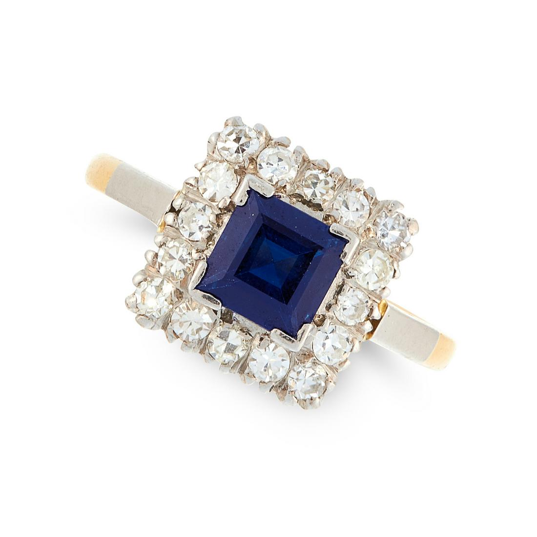 A SAPPHIRE AND DIAMOND DRESS RING, CIRCA 1940 in 18ct (1 of 1)