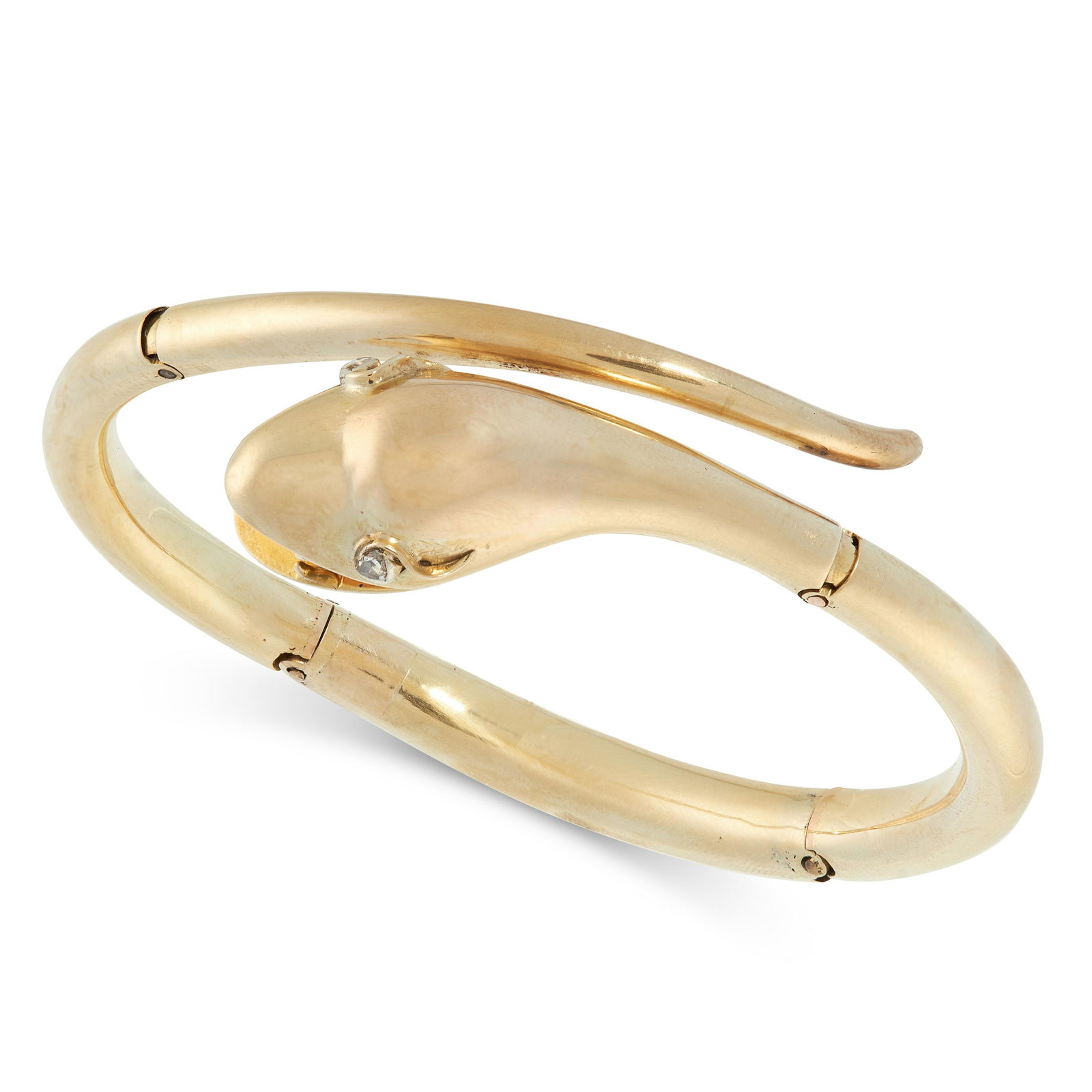 AN ANTIQUE DIAMOND SNAKE BANGLE, 19TH CENTURY in yellow (1 of 1)