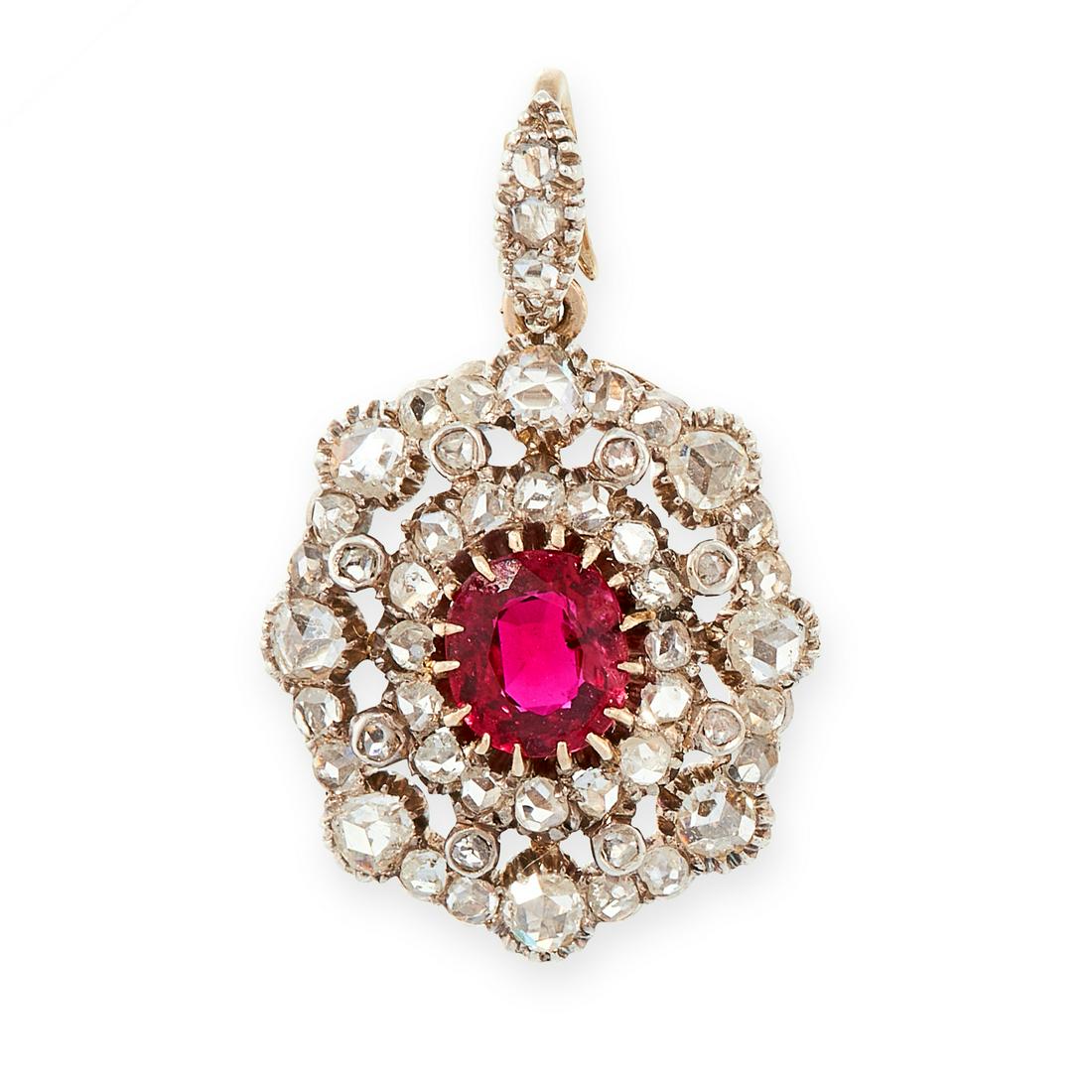 AN ANTIQUE UNHEATED RUBY AND DIAMOND PENDANT, LATE 19TH (1 of 1)
