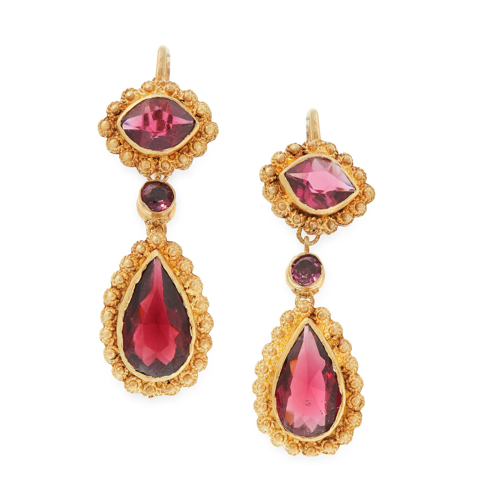 A PAIR OF ANTIQUE GARNET DROP EARRINGS, 19TH CENTURY in (1 of 1)