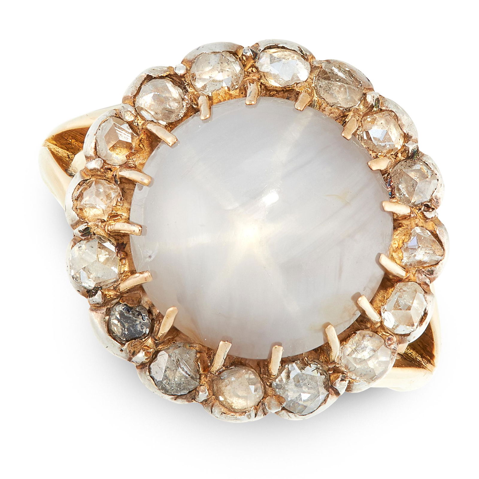 AN ANTIQUE STAR SAPPHIRE AND DIAMOND DRESS RING in 18ct (1 of 1)