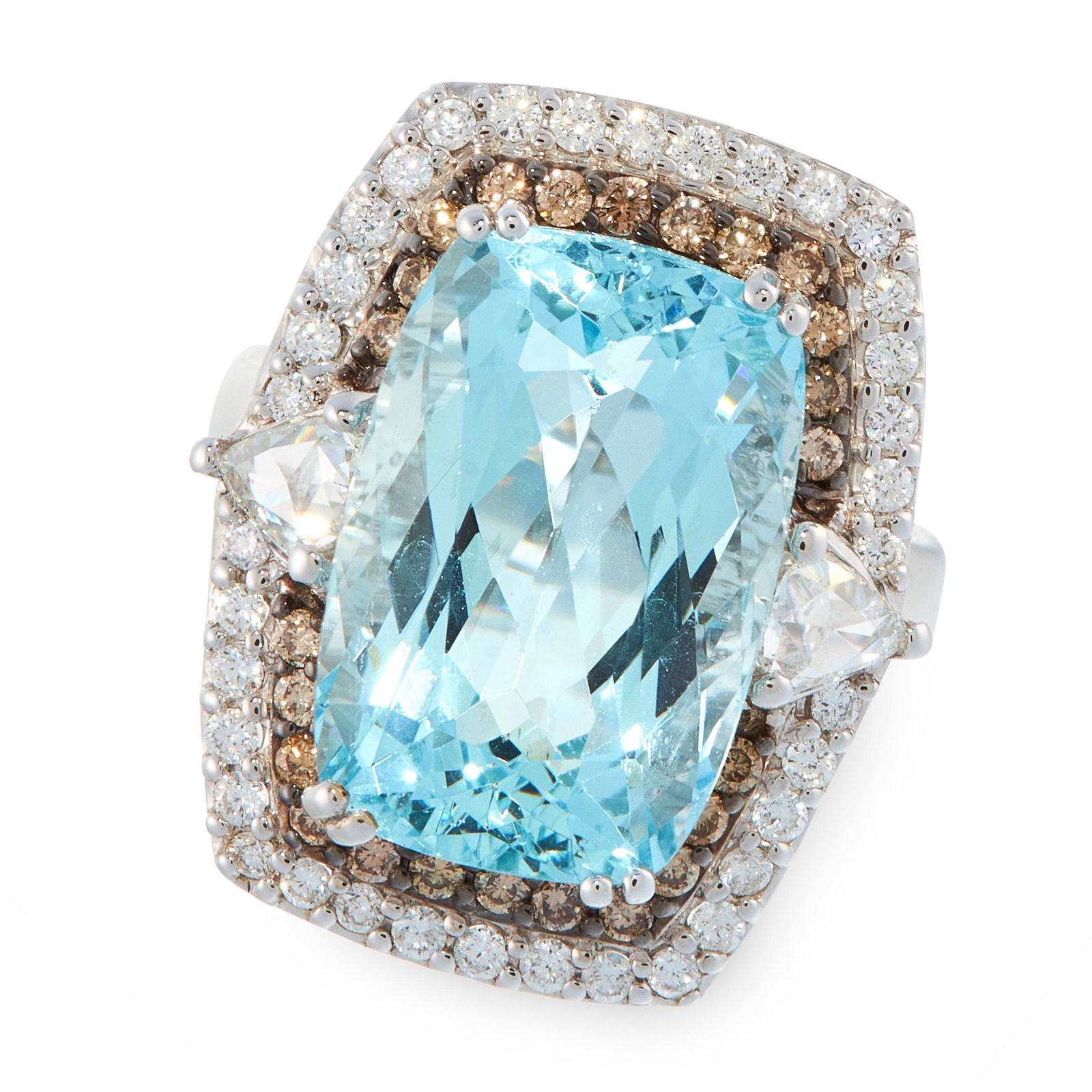 AN AQUAMARINE AND DIAMOND DRESS RING  in 18ct white (1 of 1)