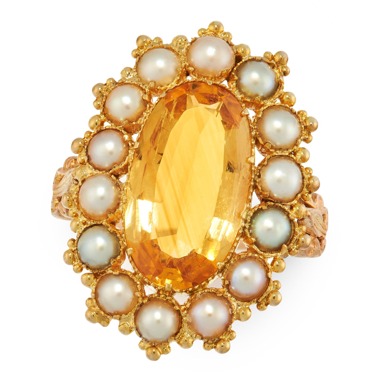 AN ANTIQUE IMPERIAL TOPAZ AND PEARL DRESS RING, 19TH (1 of 1)