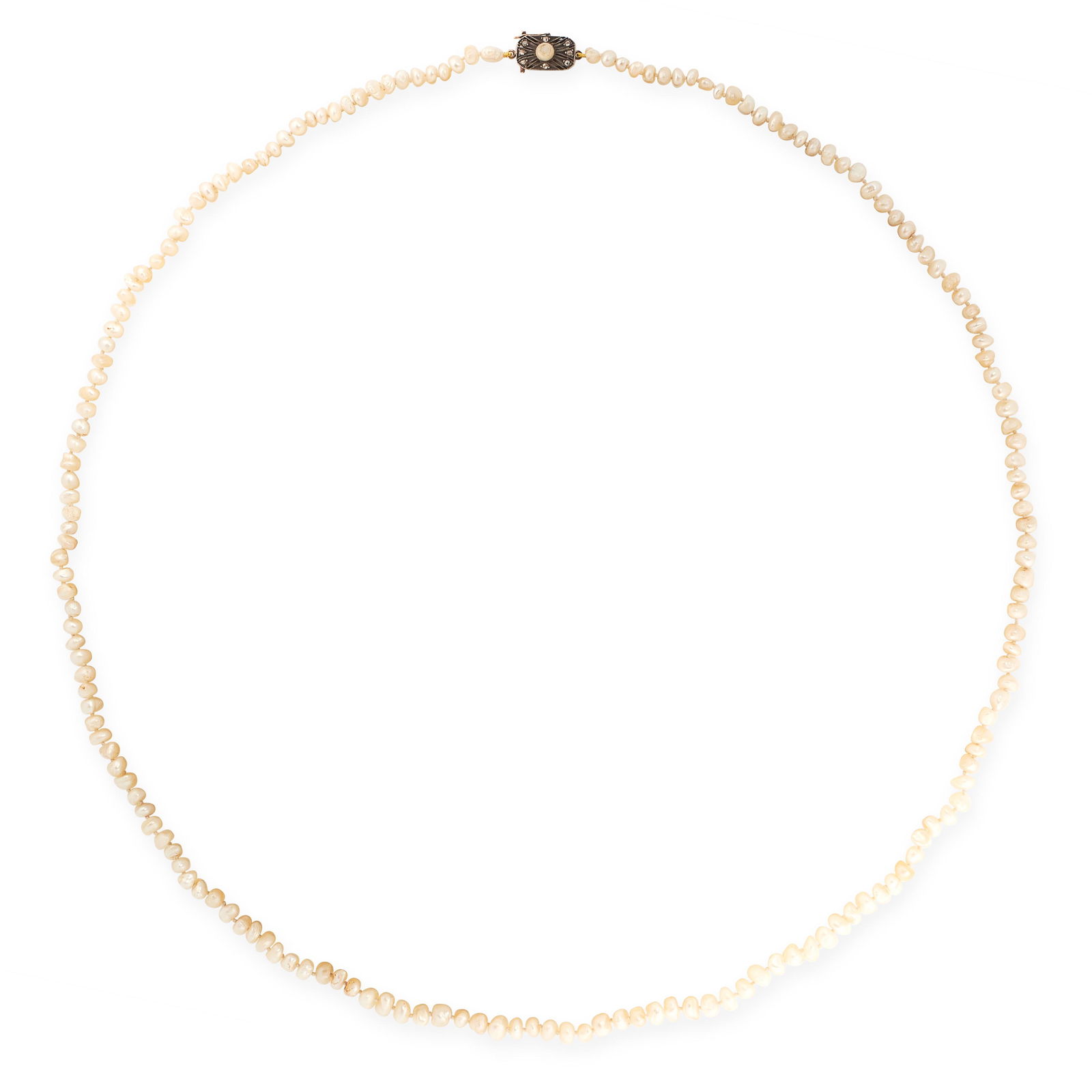 A NATURAL PEARL AND DIAMOND NECKLACE in yellow gold and (1 of 1)