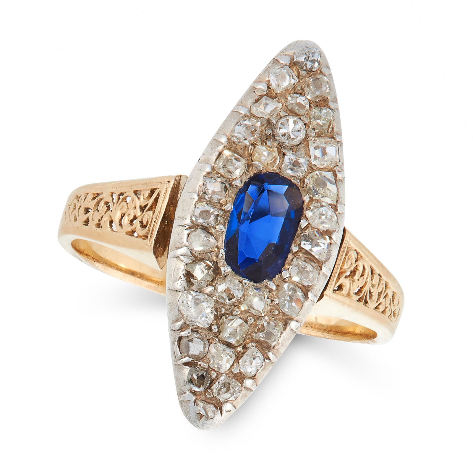 AN ANTIQUE SAPPHIRE AND DIAMOND DRESS RING, CIRCA 1900 (1 of 1)
