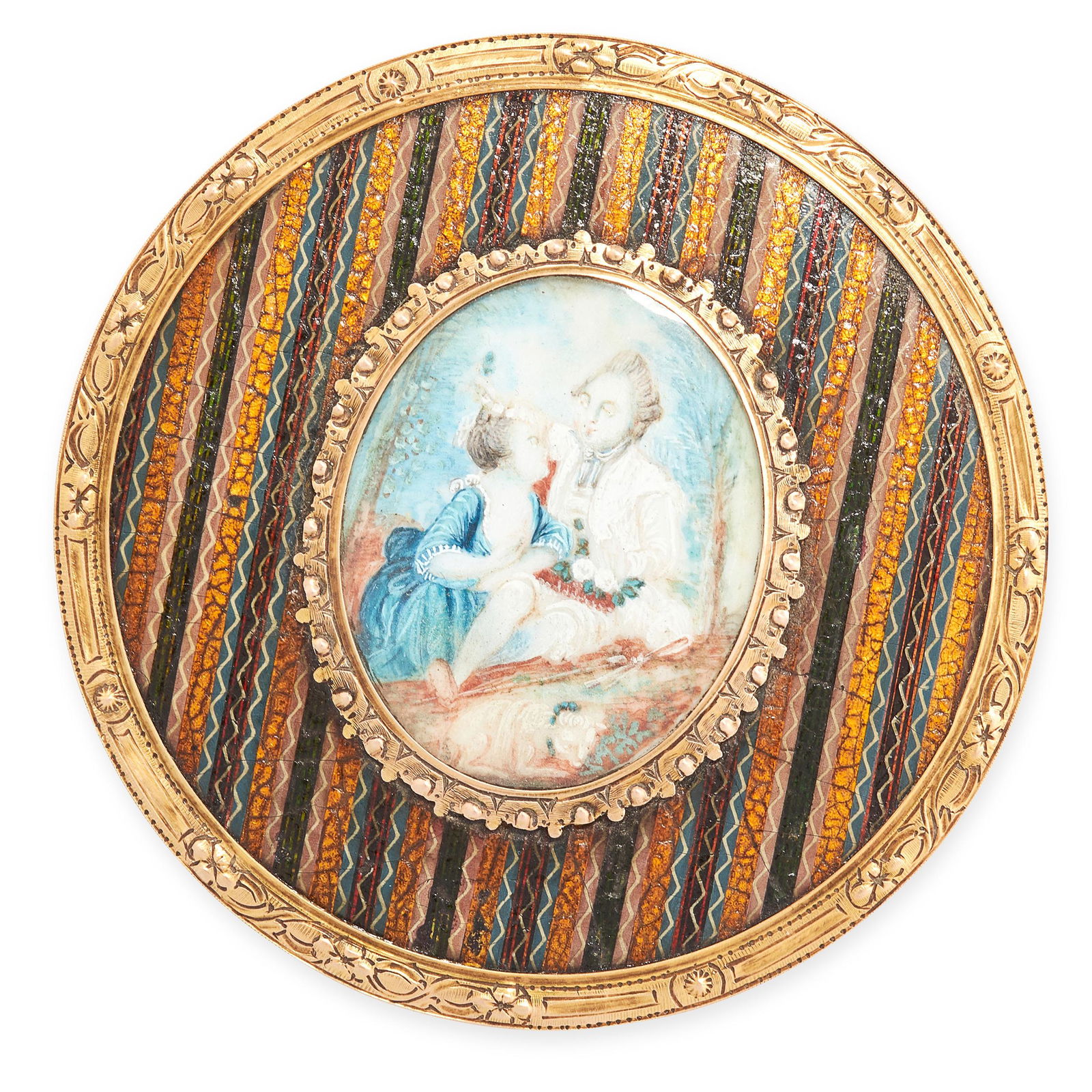 AN ANTIQUE TORTOISESHELL AND LACQUER PORTRAIT MINIATURE (1 of 2)
