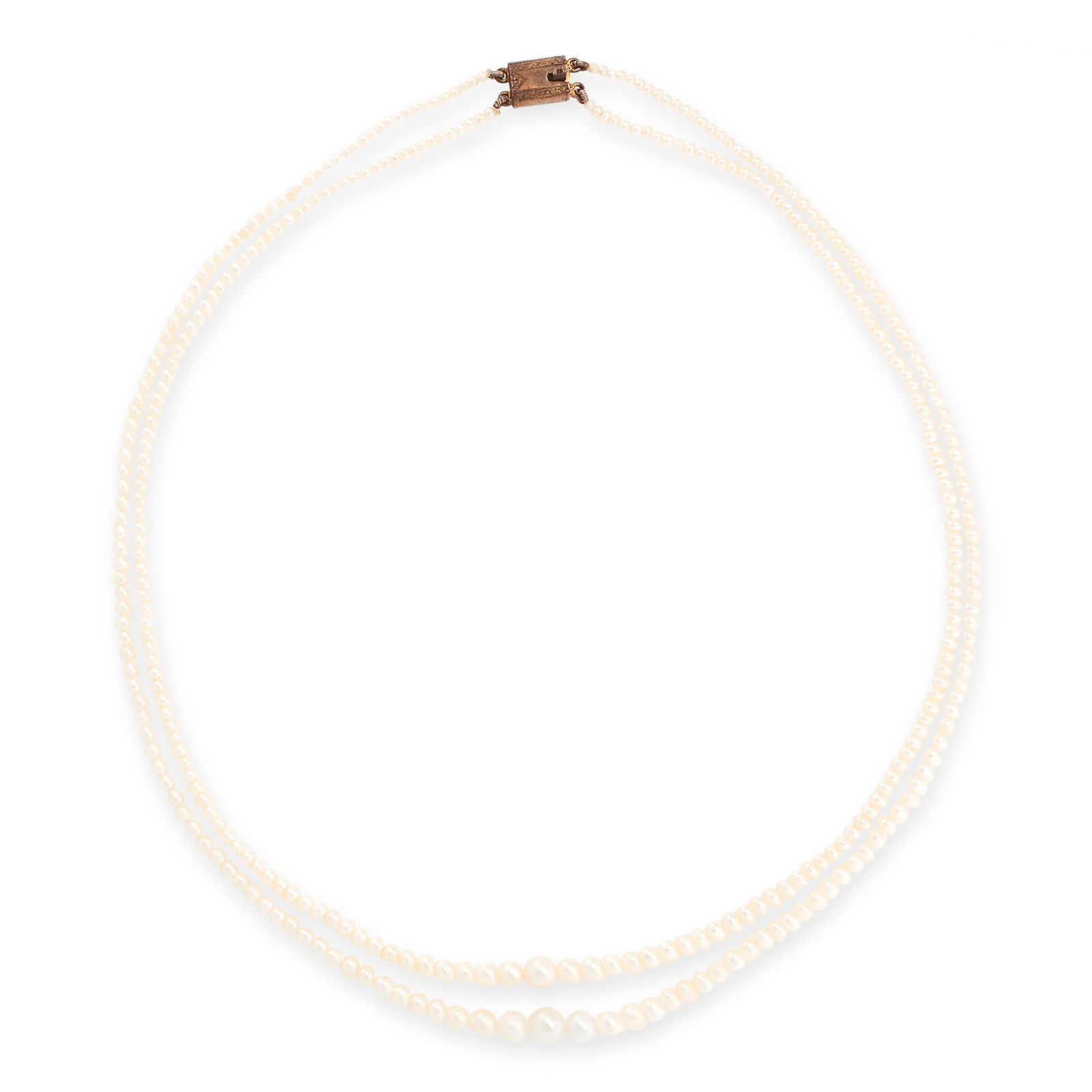 A NATURAL PEARL NECKLACE comprising two rows of three (1 of 1)