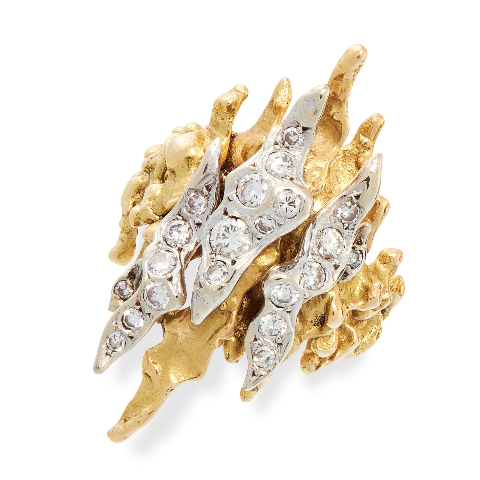 RETRO DIAMOND RING, PIERRE STERLÃ‰, 1960S of flame-like (1 of 1)