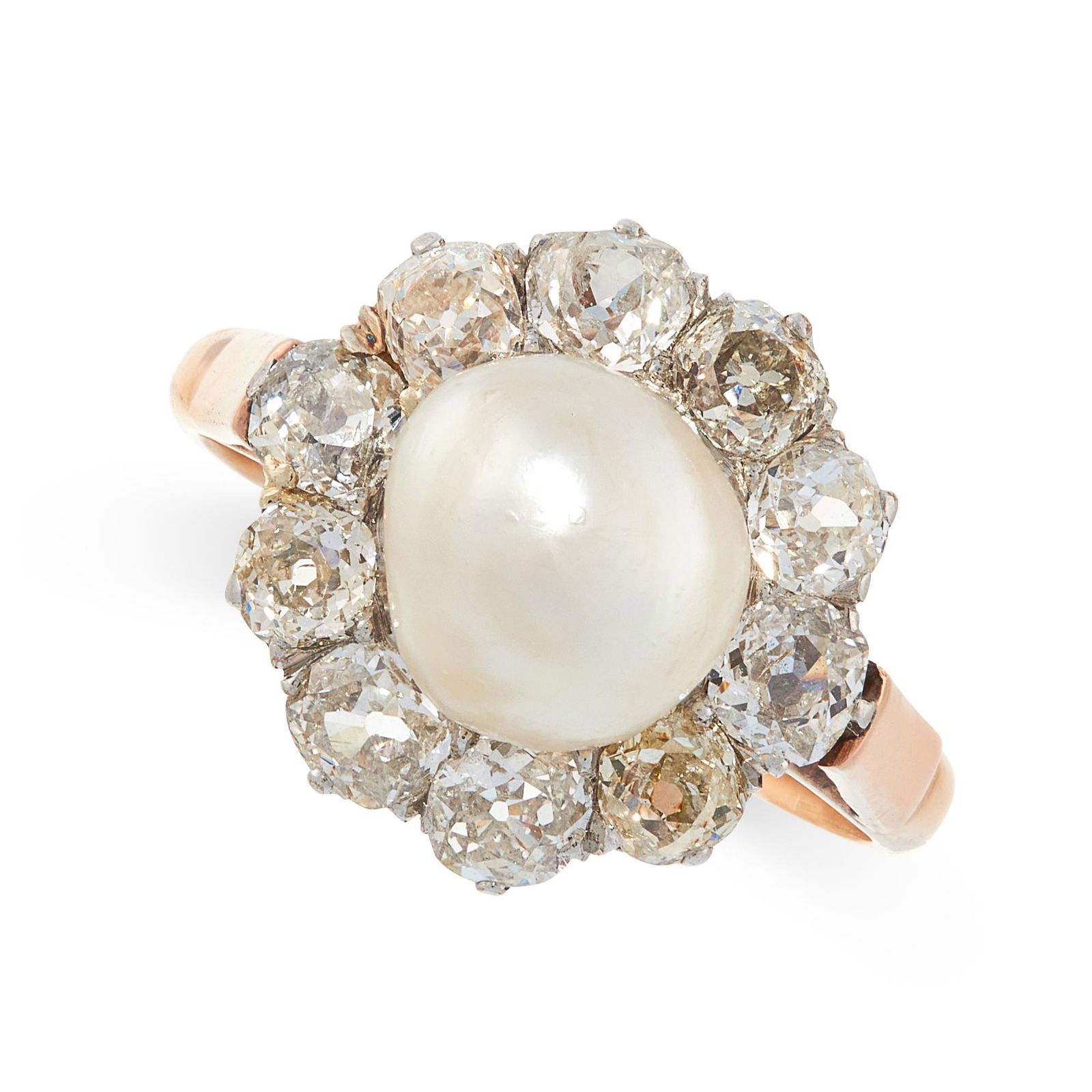 ANTIQUE NATURAL PEARL AND DIAMOND RING, CIRCA 1900 of (1 of 2)