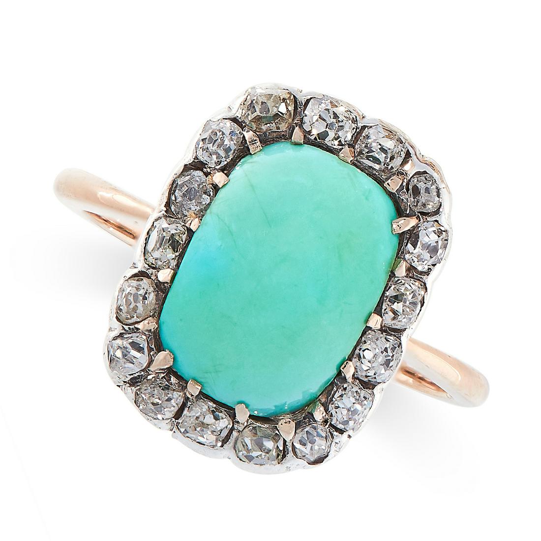 ANTIQUE TURQUOISE AND DIAMOND RING, EARLY 20TH CENTURY (1 of 2)