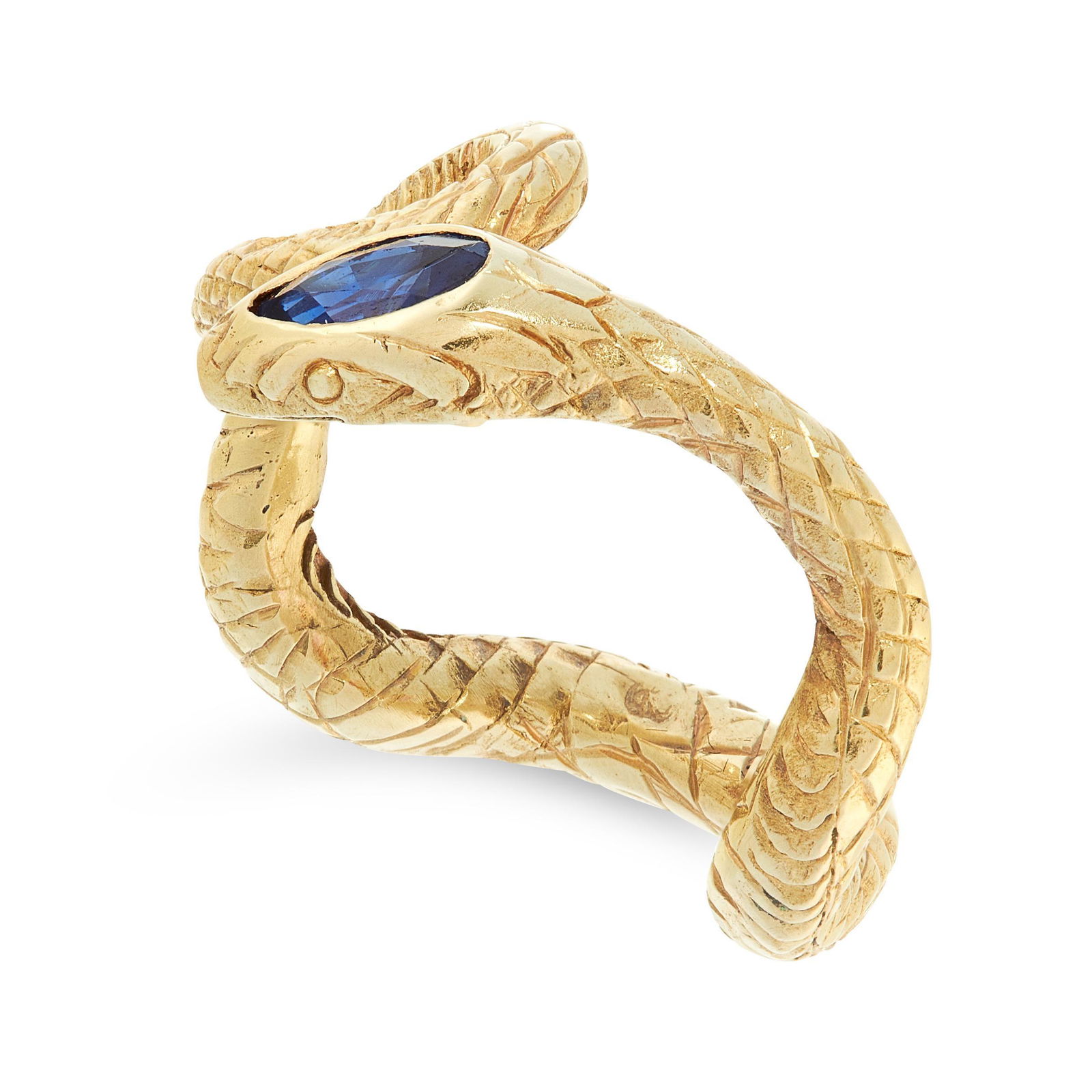 AN ANTIQUE SAPPHIRE SNAKE RING, RUSSIAN CIRCA 1905 in (1 of 2)