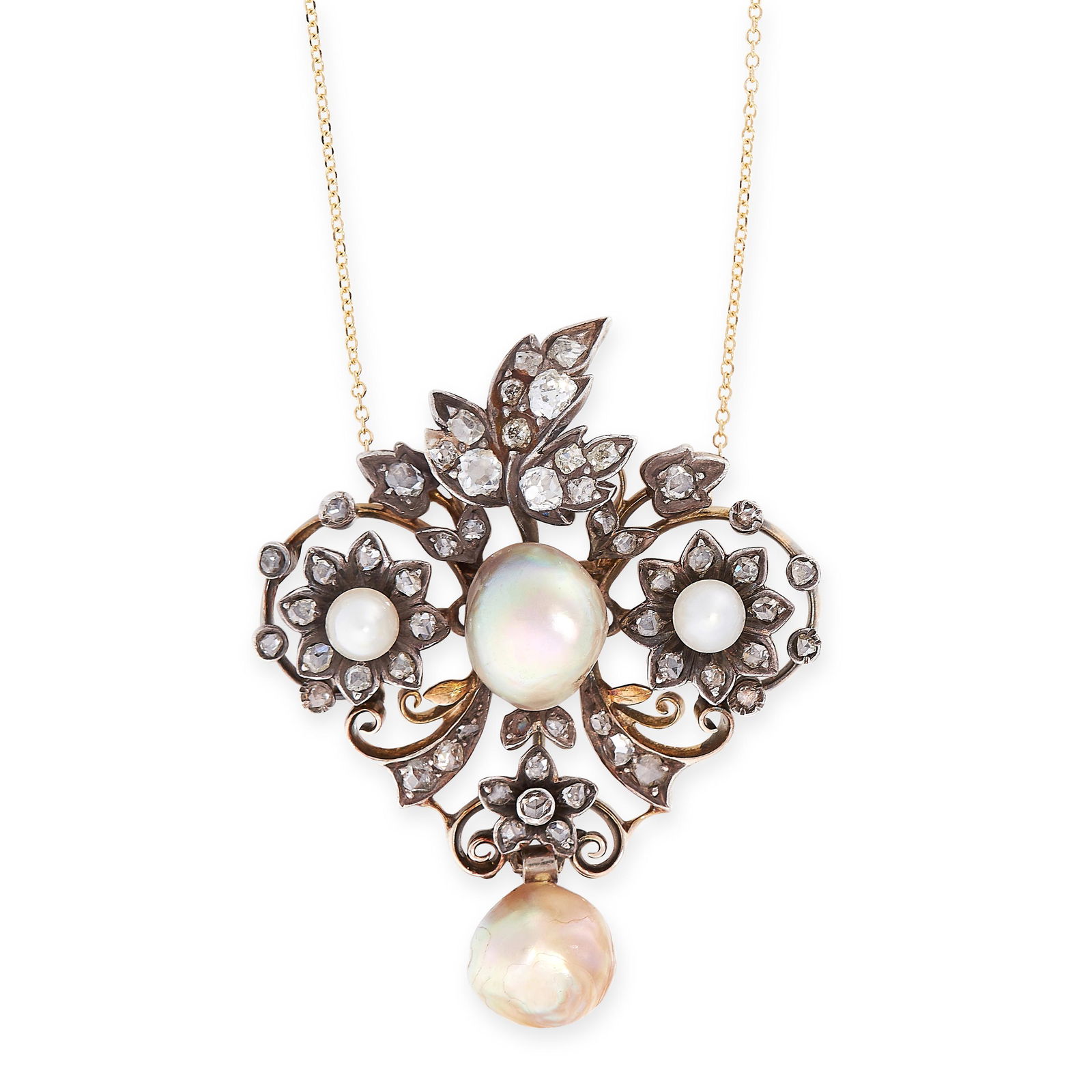 ANTIQUE NATURAL PEARL AND DIAMOND PENDANT, LATE 19TH (1 of 1)