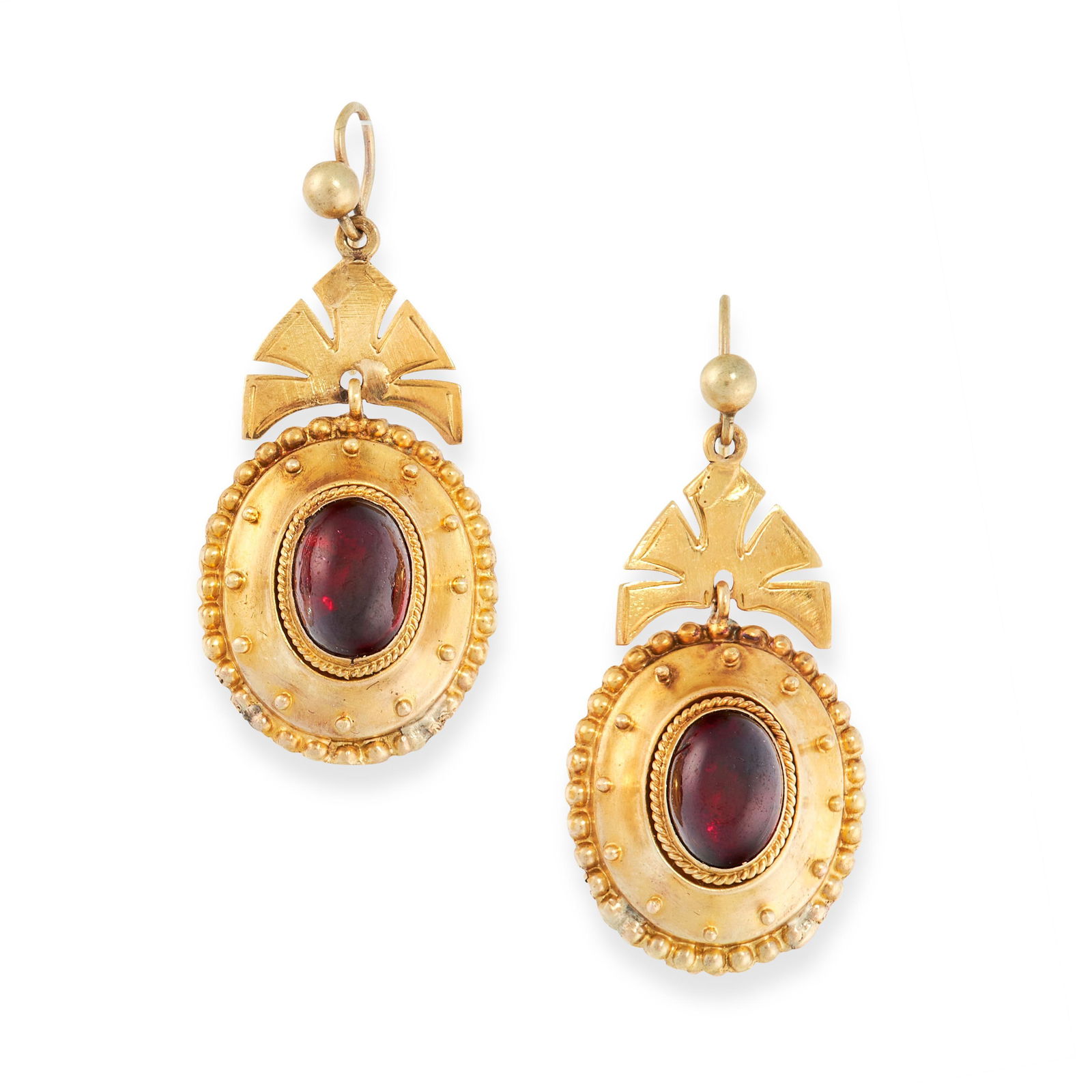 PAIR OF ANTIQUE GARNET EARRINGS, 19TH CENTURY in yellow (1 of 1)