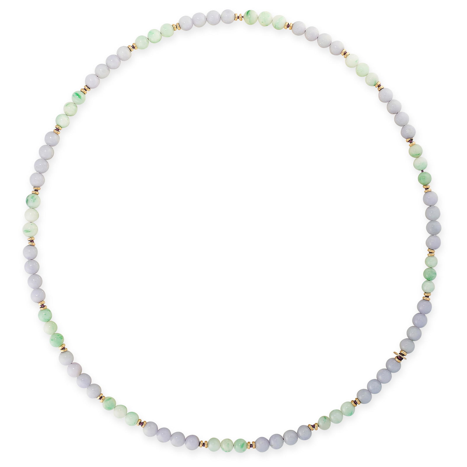 LAVENDER AND GREEN JADEITE JADE BEAD NECKLACE (1 of 1)