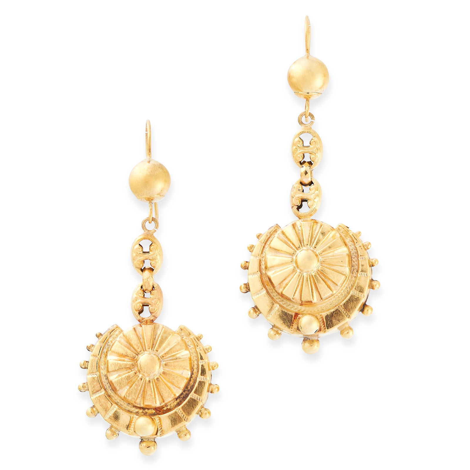 ANTIQUE GOLD DROP EARRINGS, 19TH CENTURY in yellow (1 of 1)