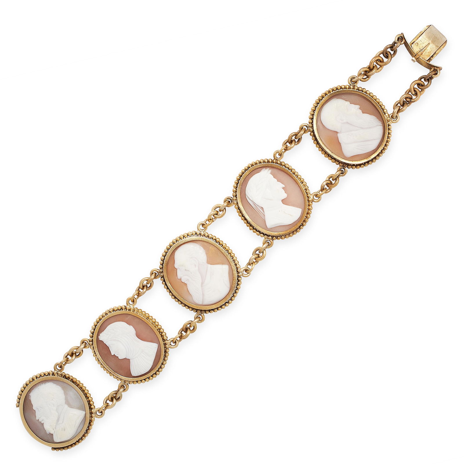 CAMEO BRACELET formed of five carved shell cameos (1 of 1)