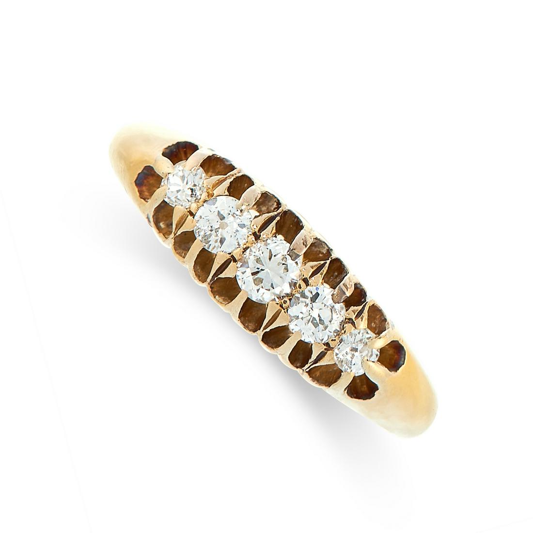 ANTIQUE DIAMOND RING, 1916 in 18ct yellow gold, set (1 of 2)