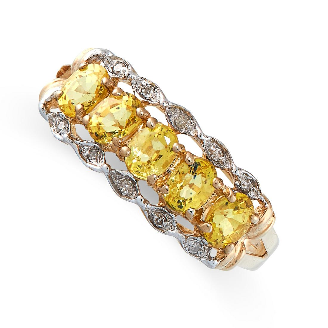 YELLOW SAPPHIRE AND DIAMOND RING set with five oval cut (1 of 2)