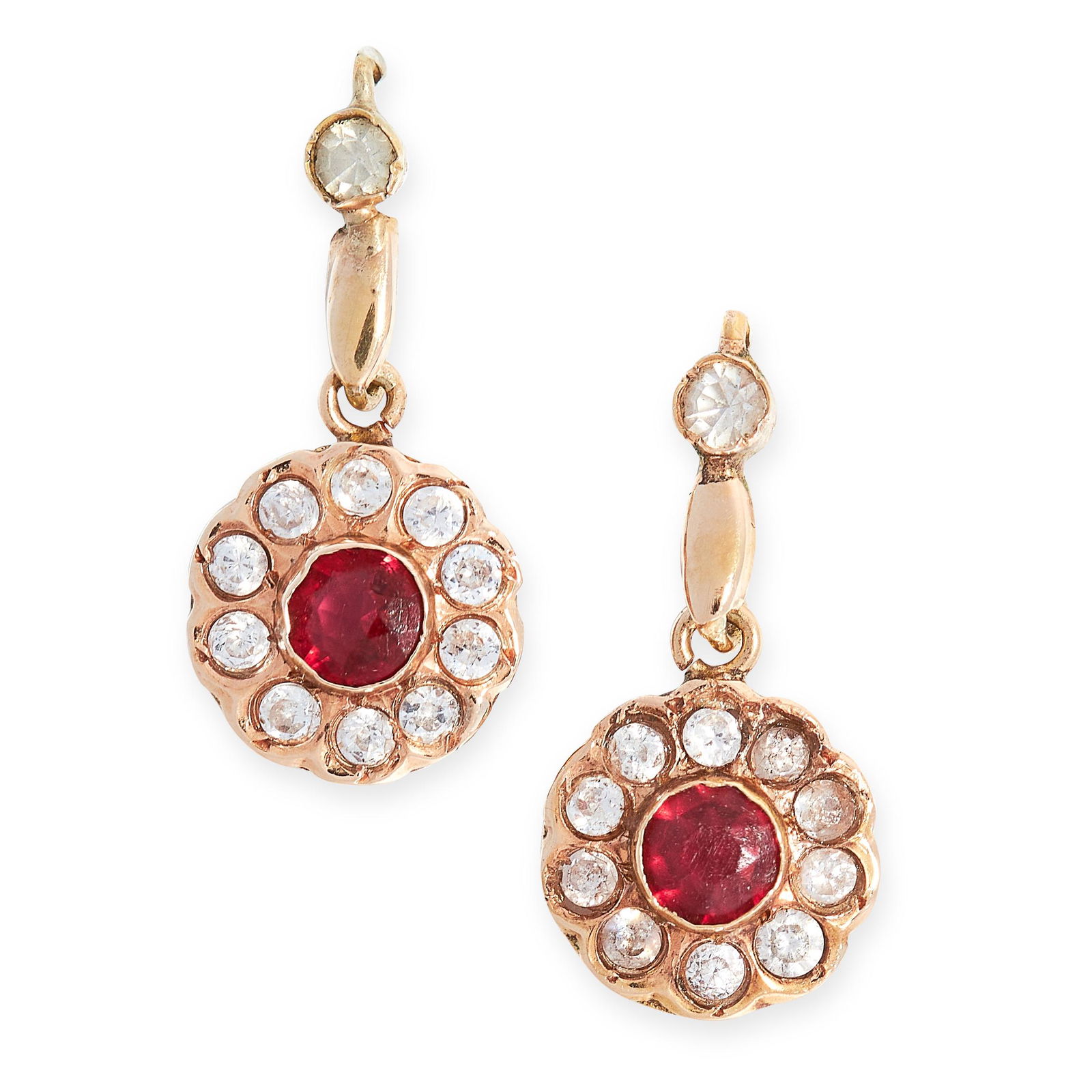 PAIR OF VINTAGE RED AND WHITE GEMSTONE EARRINGS in (1 of 1)