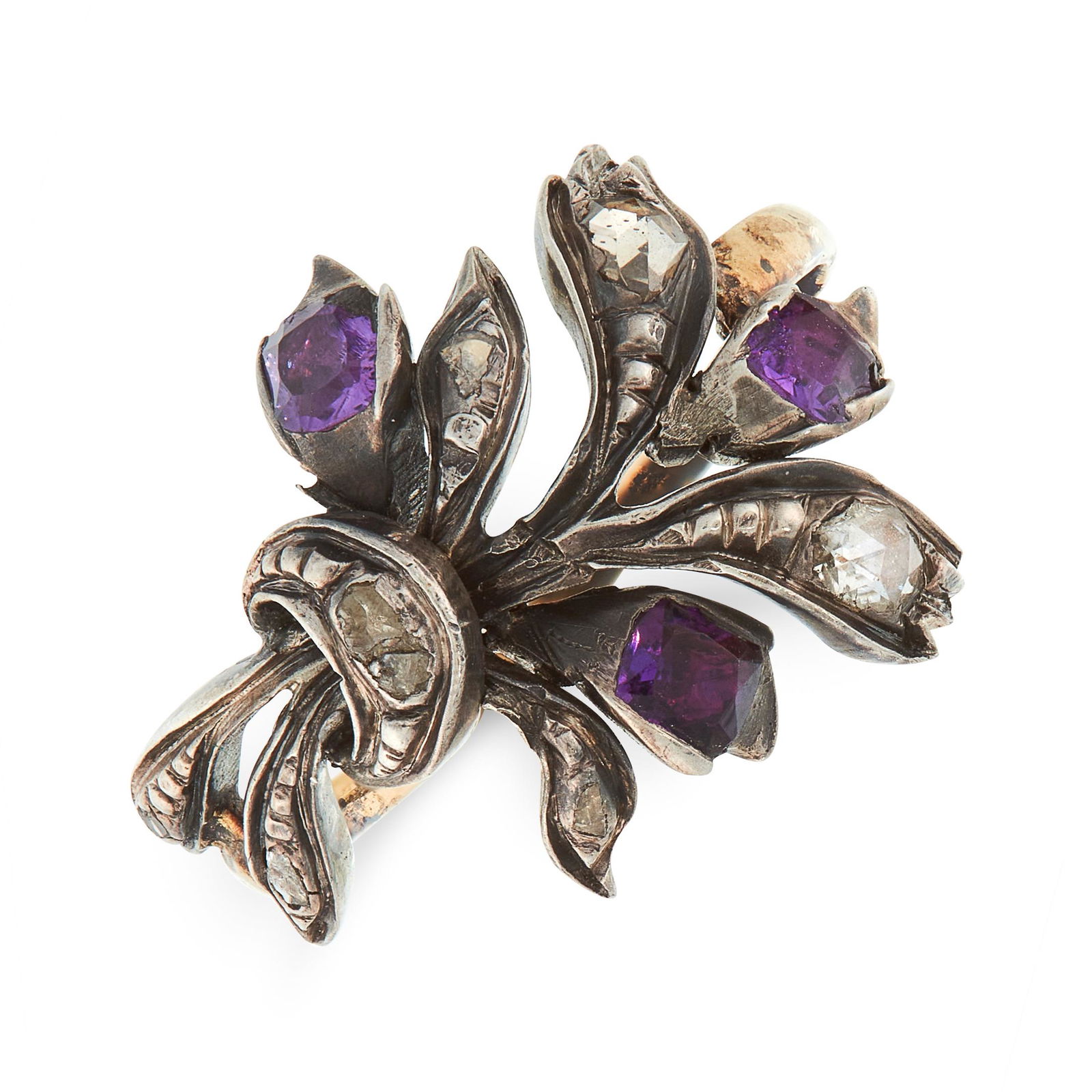 ANTIQUE AMETHYST AND DIAMOND GIARDINETTO RING, EARLY (1 of 1)